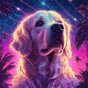 Custom 80s Synthwave Pet Portrait on Canvas – Retro Neon Pet Art